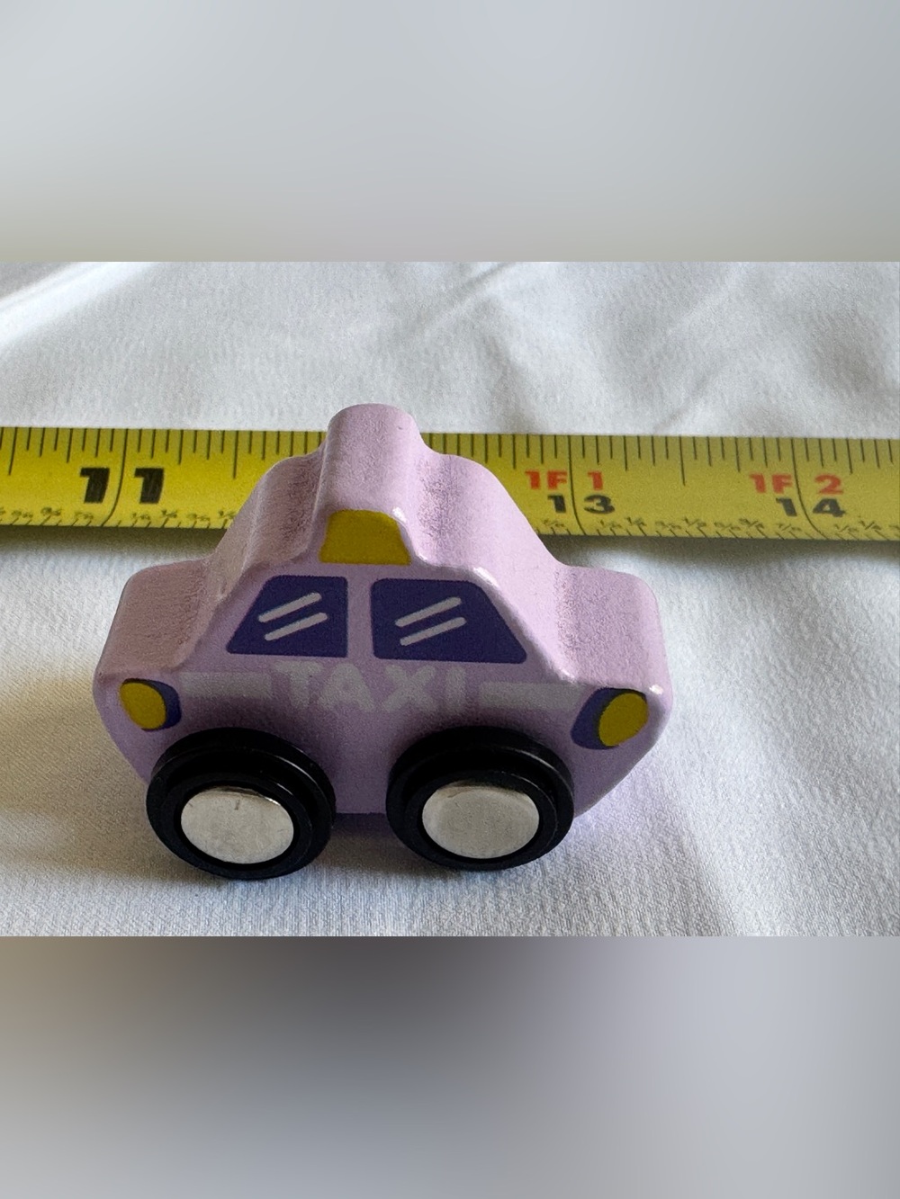 Purple Wooden Taxi Toy Car - Kids Toy